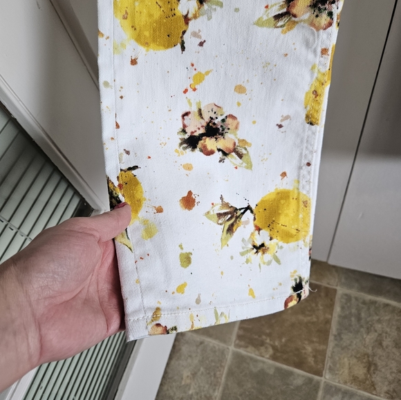 NWT Anthropologie High Rise Bootcut White/yellow jeans Size 29 - Picture 8 of 11